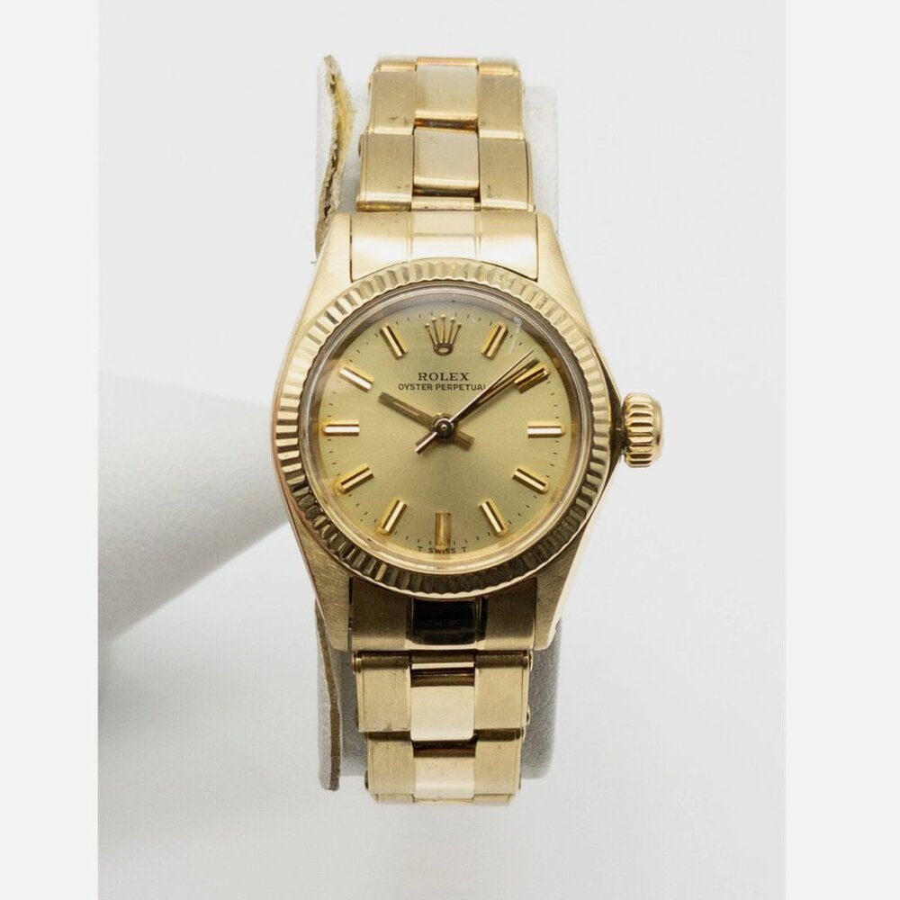Rolex Oyster 14k Yellow Gold Ladies Champagne President Watch